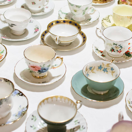 Assortment of antique tea cups