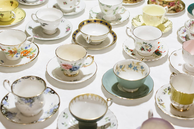 Assortment of antique tea cups