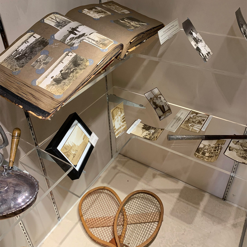 Display with various Roedde House antiquities.