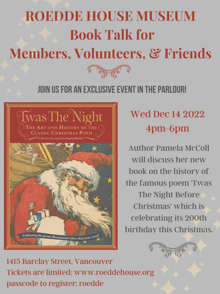 Roedde House Members, Volunteers, & Friends Book Talk: Twas the Night - ROEDDE HOUSE MUSEUM Book Talk Poster