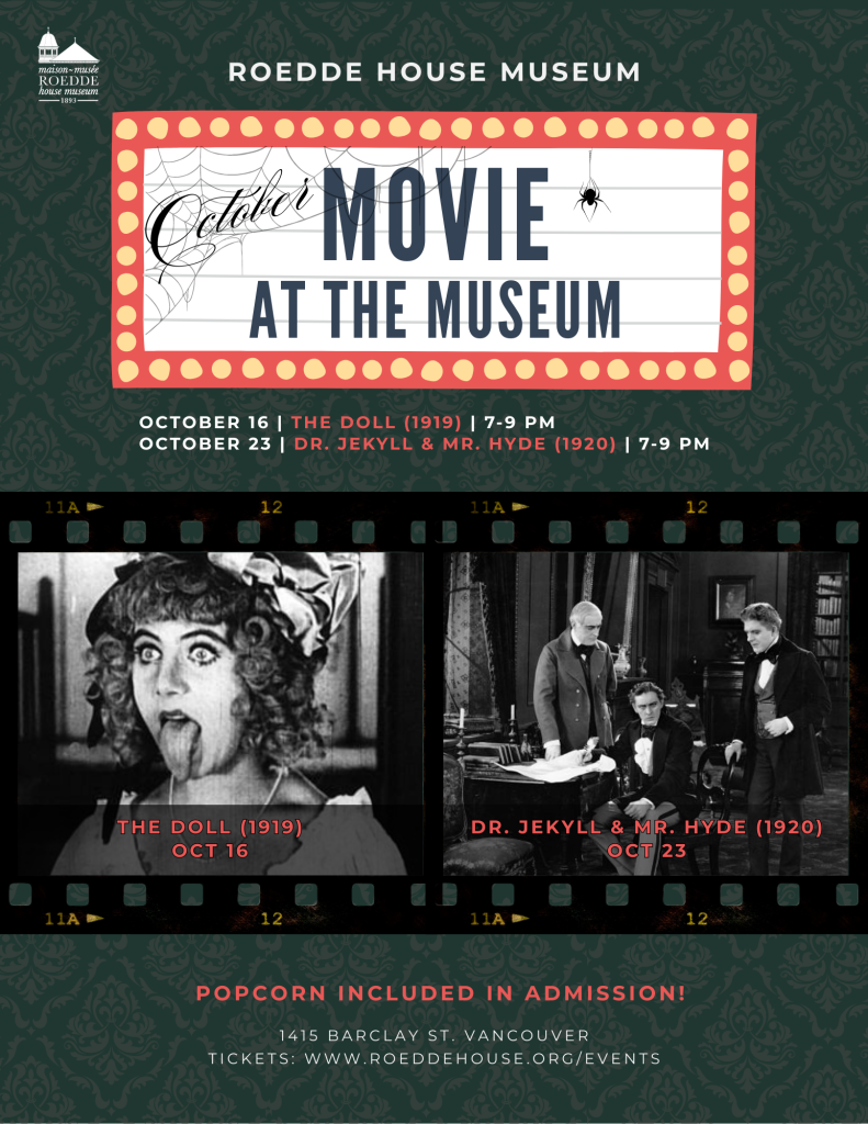 Movies at the Museum: The Doll (1919) & Dr. Jekyll & Mr. Hyde (1920) - ROEDDE HOUSE MUSEUM Movie at the Museum Oct 2025
